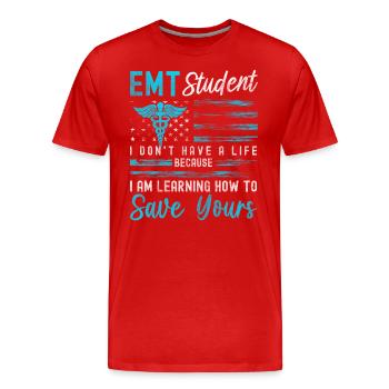 Etudiant Professeur d’informatique à l’université - T-shirt bio Premium Homme - rouge - Devant - Damien (186cm)