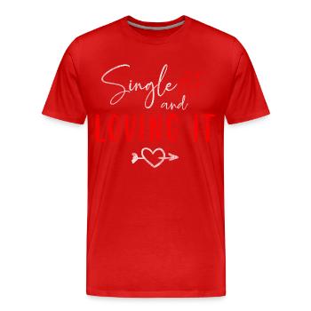 Single Dating Fun Flirt - Men's Premium Organic T-Shirt - red - Front - Damien (186cm)