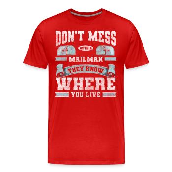 Postbote Zustellung Briefbote Bote - Männer Premium Bio T-Shirt - Rot - Vorne - Damien (186cm)