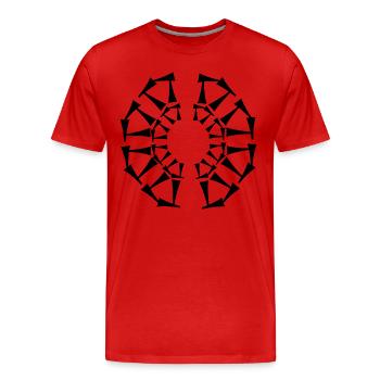 Tri-Circular design - Men's Premium Organic T-Shirt - red - Front - Damien (186cm)