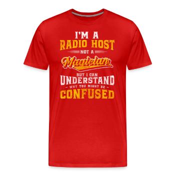 Annonce de l’émission de présentation de l’onde radio - T-shirt bio Premium Homme - rouge - Devant - Damien (186cm)