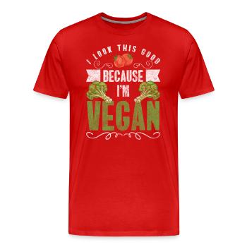 Vegan Veganismus Natur Ethik - Männer Premium Bio T-Shirt - Rot - Vorne - Damien (186cm)