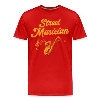 Musicien Ville Musicien Guitare - T-shirt bio Premium Homme - rouge - Devant - Damien (186cm)