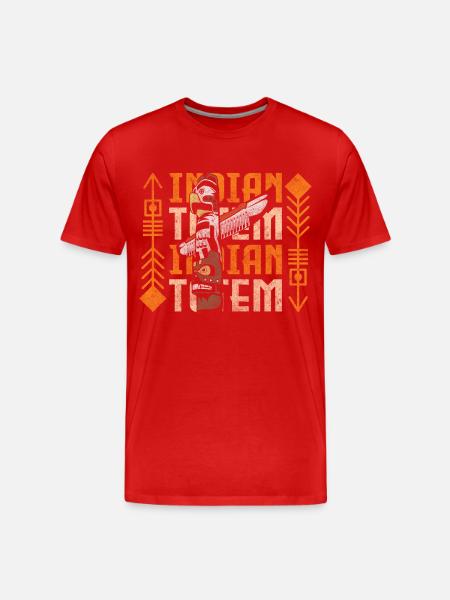 Indian Feather Headdress Tot Aztec - Men's Premium Organic T-Shirt - red