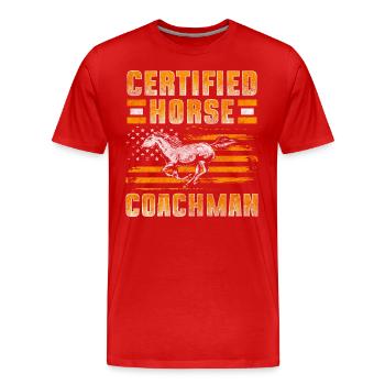 Carter Horse Horsepower Cavalier - T-shirt bio Premium Homme - rouge - Devant - Damien (186cm)