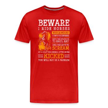 Calèche Calèche Cheval Old School Carriage - T-shirt bio Premium Homme - rouge - Devant - Damien (186cm)