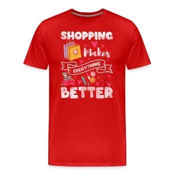 Shopping Money Addicted Shopping Mall - Men's Premium Organic T-Shirt - red - Front - Damien (186cm)