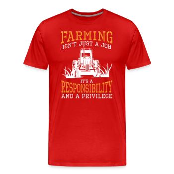 Bauer Farmer Protest - Men's Premium Organic T-Shirt - red - Front - Damien (186cm)