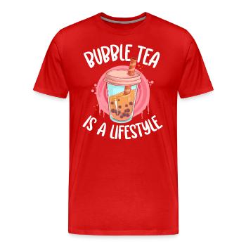 Boba Drink Anime Paille - T-shirt bio Premium Homme - rouge - Devant - Damien (186cm)