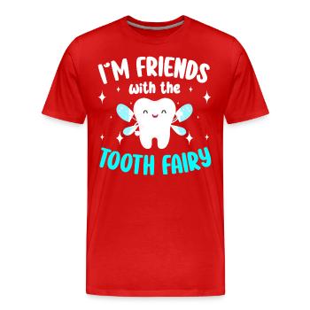 Zahnarzt Bohrer Zahnpflege Zahnspange - Männer Premium Bio T-Shirt - Rot - Vorne - Damien (186cm)