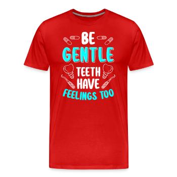 Zähne Bohrer Pflege Orthopäde - Männer Premium Bio T-Shirt - Rot - Vorne - Damien (186cm)