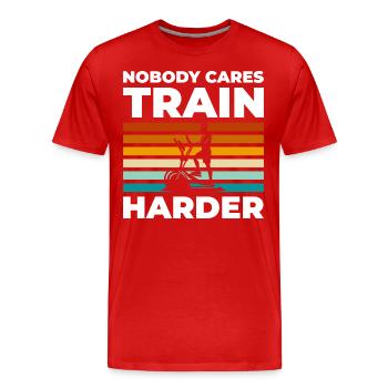 Entraîneur musculaire d’entraînement - T-shirt bio Premium Homme - rouge - Devant - Damien (186cm)