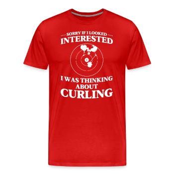 Curler Eisstock Wischer Sportler - Männer Premium Bio T-Shirt - Rot - Vorne - Damien (186cm)