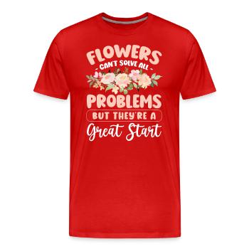 Cadeau floral Green Thumb Couple - T-shirt bio Premium Homme - rouge - Devant - Damien (186cm)
