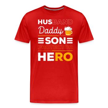 Men's Action Day Beard Masculine - Men's Premium Organic T-Shirt - red - Front - Damien (186cm)