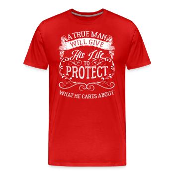 Men's Holiday Husband Masculine - Men's Premium Organic T-Shirt - red - Front - Damien (186cm)