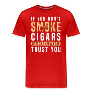 Cigar smoking Cuba connoisseur - Men's Premium Organic T-Shirt - red - Front - Damien (186cm)
