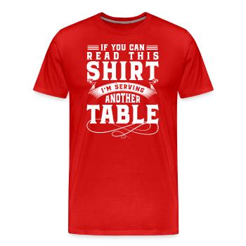 Waitress Bar Tipping Apron - Men's Premium Organic T-Shirt - red - Front - Damien (186cm)