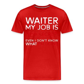Waiter Bartender Tipping Table - Men's Premium Organic T-Shirt - red - Front - Damien (186cm)