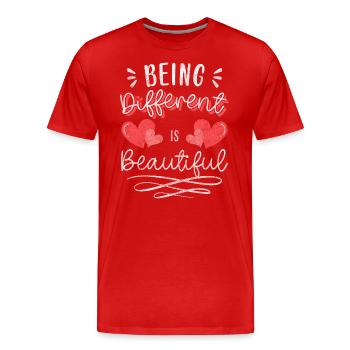 Einzigartig Individuell Besonderes - Männer Premium Bio T-Shirt - Rot - Vorne - Damien (186cm)