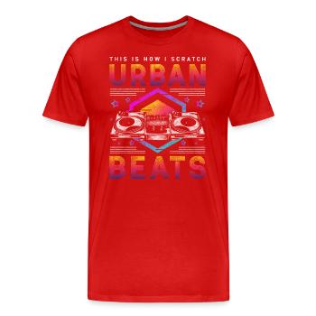 Fête, Amour, Ambiance, Passe-temps - T-shirt bio Premium Homme - rouge - Devant - Damien (186cm)