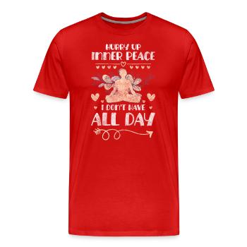 Meditieren Frieden Spirituell Karma - Männer Premium Bio T-Shirt - Rot - Vorne - Damien (186cm)