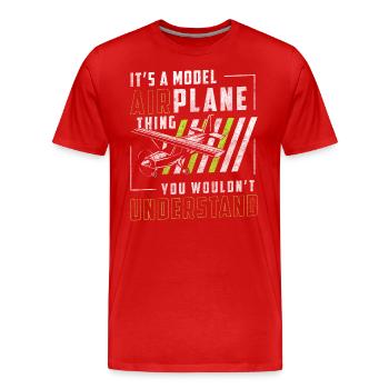 Flugzeug Miniatur Fliegen Flug - Männer Premium Bio T-Shirt - Rot - Vorne - Damien (186cm)