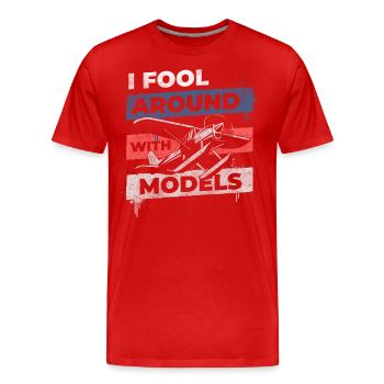 Flugzeug Fernsteuerung Pilot Testpilot - Männer Premium Bio T-Shirt - Rot - Vorne - Damien (186cm)