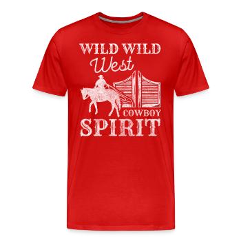 Cowboy Sheriff Vintage Costume Party - Men's Premium Organic T-Shirt - red - Front - Damien (186cm)