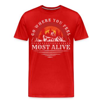 Climber Summit View Climbing Wall - Men's Premium Organic T-Shirt - red - Front - Damien (186cm)