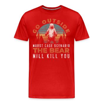Grizzly Gefahr - Männer Premium Bio T-Shirt - Rot - Vorne - Damien (186cm)