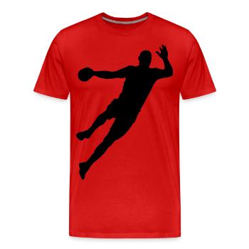 Handball Spieler Sprungwurf Geschenk - Männer Premium Bio T-Shirt - Rot - Vorne - Damien (186cm)