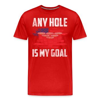 Bière Pong Mug Liqueur - T-shirt bio Premium Homme - rouge - Devant - Damien (186cm)