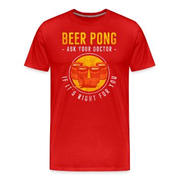 Beer Pong Alcohol Drinking - Men's Premium Organic T-Shirt - red - Front - Damien (186cm)
