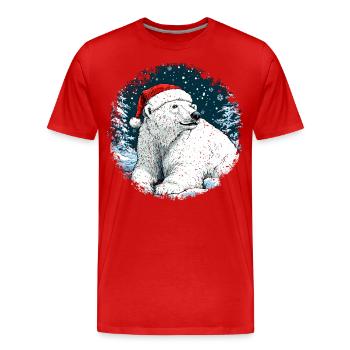 Ours polaire de Noël - T-shirt bio Premium Homme - rouge - Devant - Damien (186cm)