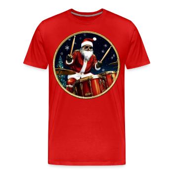 Drummer Christmas - Men's Premium Organic T-Shirt - red - Front - Damien (186cm)