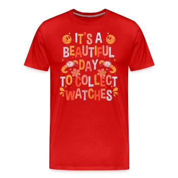 Armbanduhr Sammler Schmuck - Männer Premium Bio T-Shirt - Rot - Vorne - Damien (186cm)