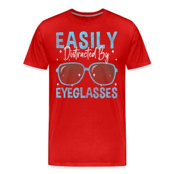 Aide visuelle, Ophtalmologiste, Optométrie - T-shirt bio Premium Homme - rouge - Devant - Damien (186cm)
