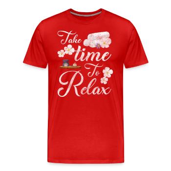 Entspannung Relaxen Erholung Ausflug - Männer Premium Bio T-Shirt - Rot - Vorne - Damien (186cm)