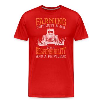 Ferme fermière Pitchfork Vocation - T-shirt bio Premium Homme - rouge - Devant - Damien (186cm)