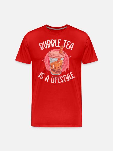 Boba Tea Tea Balls Refreshment - Men's Premium Organic T-Shirt - red