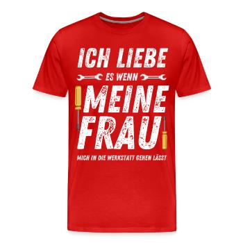 Ich liebe meine Frau! - Männer Premium Bio T-Shirt - Rot - Vorne - Damien (186cm)
