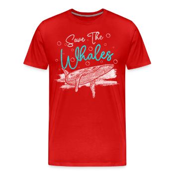 Whale Sea Creatures Lake - Men's Premium Organic T-Shirt - red - Front - Damien (186cm)