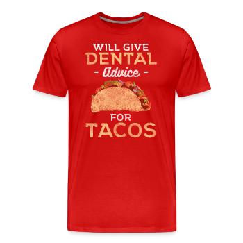 Dentiste Soins dentaires Humour - T-shirt bio Premium Homme - rouge - Devant - Damien (186cm)