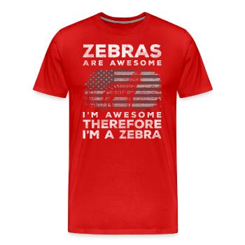 Zèbres animaux steppe Kenya - T-shirt bio Premium Homme - rouge - Devant - Damien (186cm)
