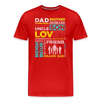 Journée Homme Buveur Boyfriend Novembre - T-shirt bio Premium Homme - rouge - Devant - Damien (186cm)