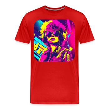 Star de la radio rétro des années 80 - T-shirt bio Premium Homme - rouge - Devant - Damien (186cm)