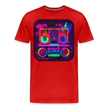 Star de la radio rétro des années 80 - T-shirt bio Premium Homme - rouge - Devant - Damien (186cm)