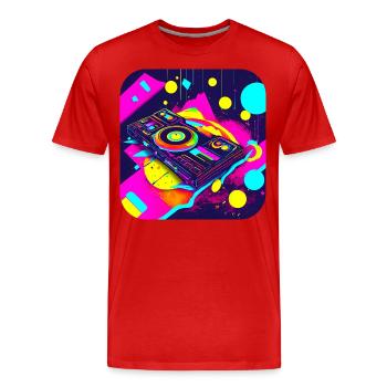80s Party Vintage Theme Party - Men's Premium Organic T-Shirt - red - Front - Damien (186cm)