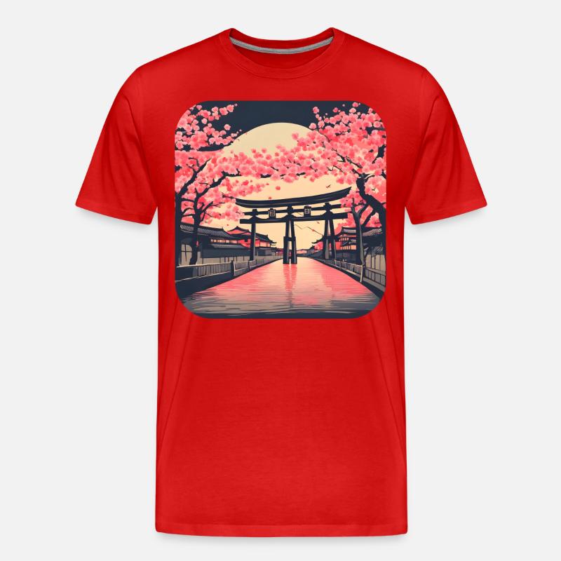 Tokio Tempel Kirschblüte Weltreise - Männer Premium Bio T-Shirt - Rot
